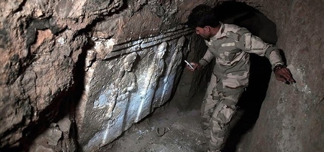 DEAŞ'İN KAÇMAK İÇİN KAZDIĞI TÜNELLERDE TARİHİ SARAY KALINTILARI BULUNDU