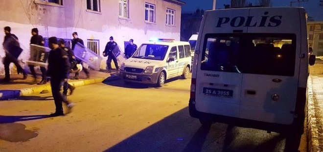 ERZURUM'DA ONLARCA POLİS SABAHA KADAR NÖBET TUTTU