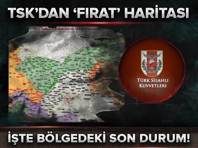TSK'dan Fırat Kalkanı operasyonunun haritası